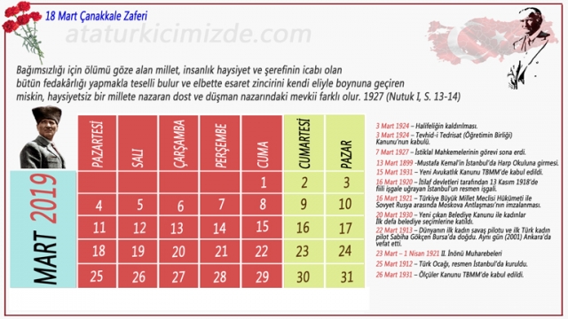 2019 Orta boy Atatürk takvimi 768x432