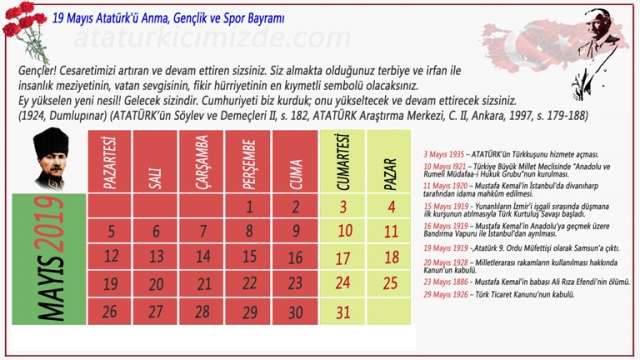 2019 Orta boy Atatürk takvimi 768x432