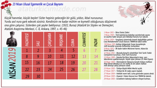 2019 Orta boy Atatürk takvimi 768x432